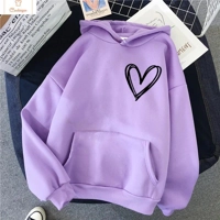 Womens Heart Print Fleece Sweatshirt