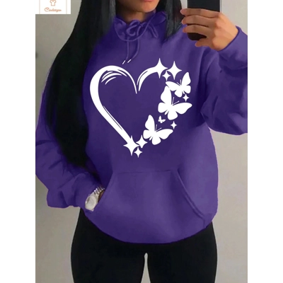 Love and Butterfly Pattern Hip Hop Hoodie