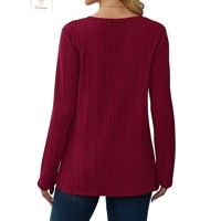 Cozy Wine Red Knit V-Neck Sweater