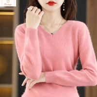 Womens Mink Cashmere V-Neck Sweater