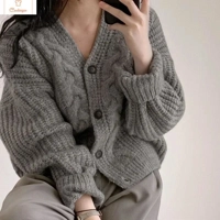 French Retro Twist V-neck Cardigan Sweater