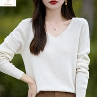 Womens Merino Wool V-neck Pullover Sweater