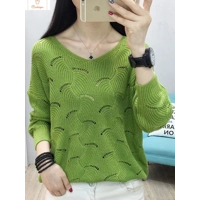 Elegant V-neck Hollow Out Knitted Sweater