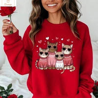 Valentines Cat Print Hip Hop Hoodie