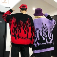 Casual Batwing Sleeve Flame Sweater