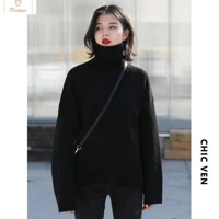 Loose Turtleneck Knit Sweater for Women