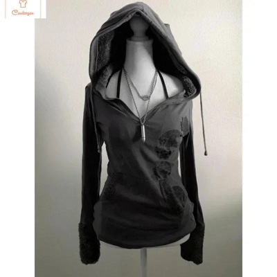 Gray Vintage Long Sleeve Women Top