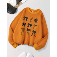 Retro Leopard Print Bow Hoodie for Women