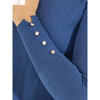 Womens Cropped Turtleneck Sweater with Buttons