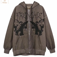 Womens Angel Print Zip Up Hoodie