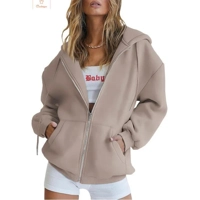 Fashion Gray Zip-Up Hoodie for Women
