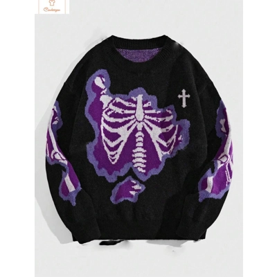 Personalized Skeleton Jacquard Pullover Sweater