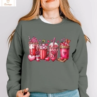 Valentines Day Coffee Print Hoodie for Women