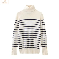 Womens Cropped Turtleneck Sweater with Buttons