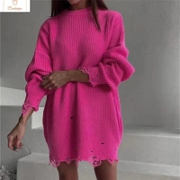 Chic Baggy Frayed Long Pullover Sweater