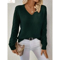 Casual V Neck Knit Sweater for Women