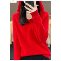 Merino Wool V-Neck Hoodie Sweater