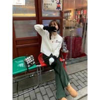 Fashionable Cashmere Snowman Embroidered Cardigan