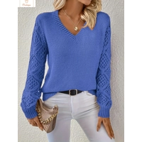 Casual V Neck Knit Sweater for Women