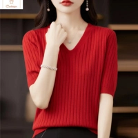 Casual V-neck Knit Sweater for Women