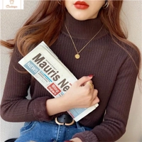 Womens Retro Red Velvet Turtleneck Sweater