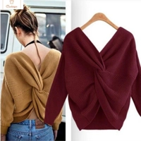 Womens Reversible V-Neck Sweater Top