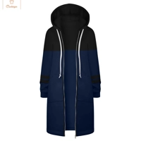 Cardeegan Womens Colour Blocking Hooded Hip Zip Straight Sweatshirt