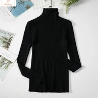 Elegant Black Turtleneck Knit Sweater