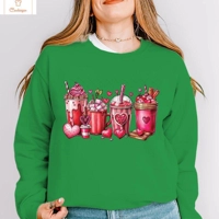 Valentines Day Coffee Print Hoodie for Women