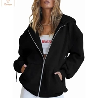 Fashion Gray Zip-Up Hoodie for Women