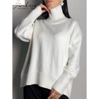 Winter Oversized Turtleneck Coffee Sweater