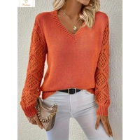 Casual V Neck Knit Sweater for Women