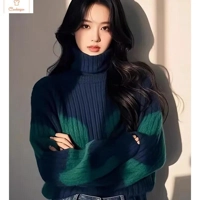 Womens Vintage Turtleneck Wool Sweater