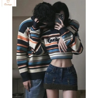 Cardeegan Retro Rainbow Striped Sweater