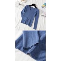 Autumn Winter V-Neck Knitted Jumper