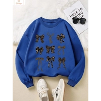 Retro Leopard Print Bow Hoodie for Women