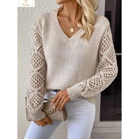 Casual V Neck Knit Sweater for Women