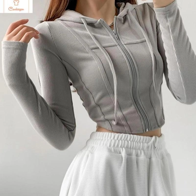 Womens Short Zip Hooded Cardigan
