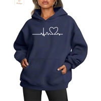 Heartbeat Love Printed Womens Hoodie Sweater