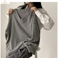 Casual Oversize Black V-Neck Sweater