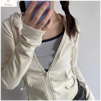 Spicy Girl Hooded Cropped Cardigan Sweatshirt