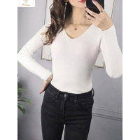Womens V-Neck Rib Knit Sweater