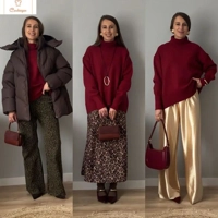 Cardeegan Womens Burgundy Turtleneck Sweater