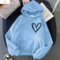 Womens Heart Print Fleece Sweatshirt