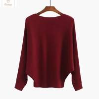 Bateau Neck Dolman Sleeve Knitted Sweater