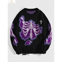 Personalized Skeleton Jacquard Pullover Sweater