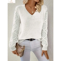 Casual V Neck Knit Sweater for Women