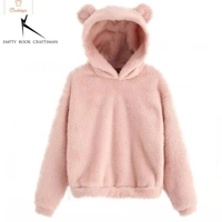 Cute Plush Rabbit Ear Hoodie for Women
