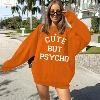 Seeyoushy CUTE BUT PSYCHO Long Sleeve O-neck Ladies Top