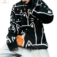 Cartoon Shark Print Oversized Sweater